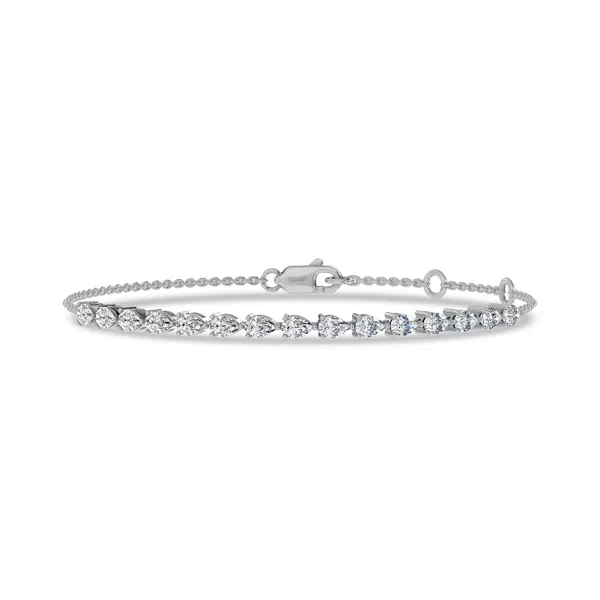 Pear Lab Diamond Silver Chain Tennis Bracelet