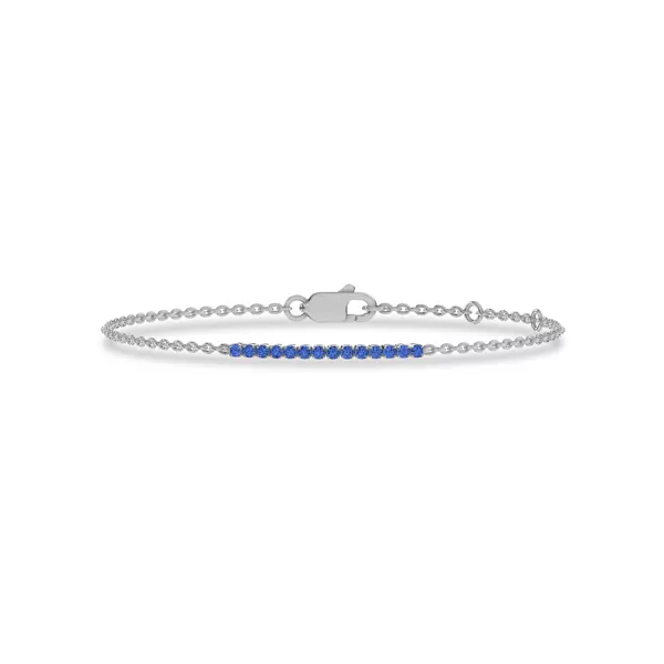 Petite Lab Sapphire Tennis Chain Silver Bracelet (0.60 ct. tw.)