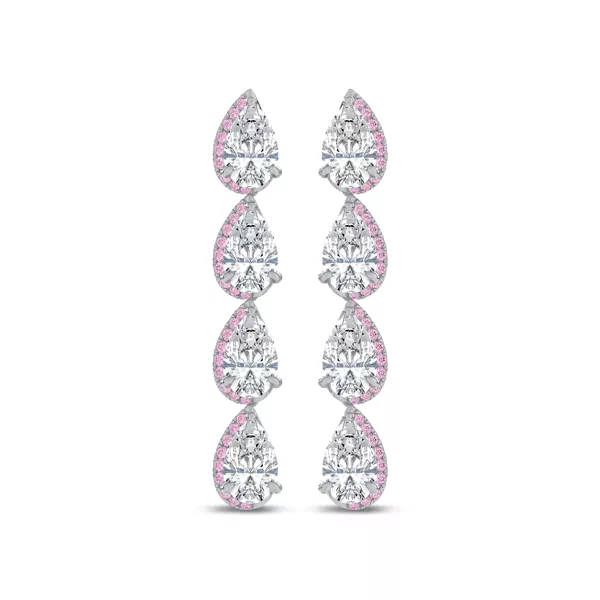 Lab Pink Sapphire Sweep Drop Earrings by Christian Siriano