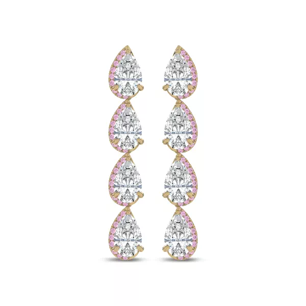 Lab Pink Sapphire Sweep Drop Earrings by Christian Siriano