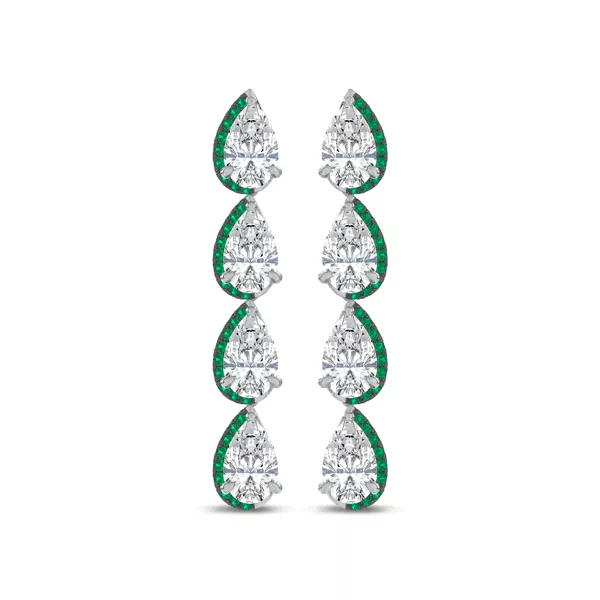 Lab Emerald Sweep Drop Earrings by Christian Siriano
