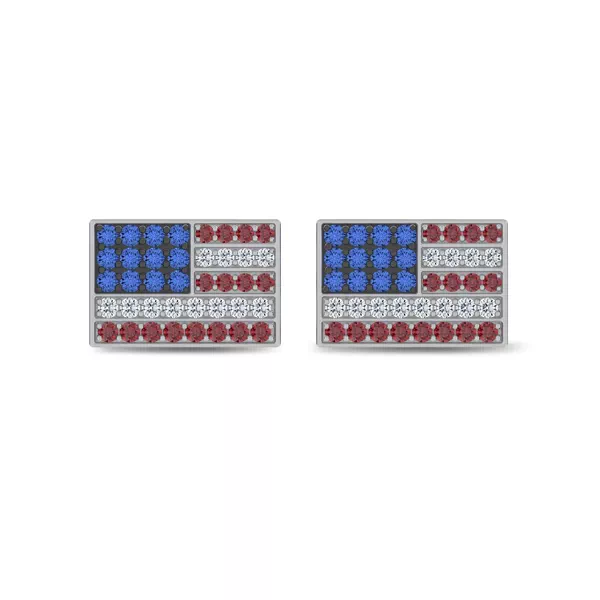Americana Pavé Lab Diamond Flag Stud Earrings