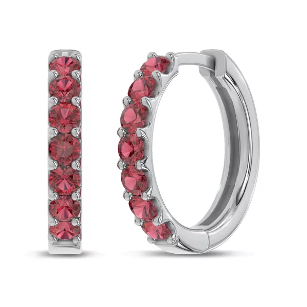 Lab Ruby Huggie Earrings
