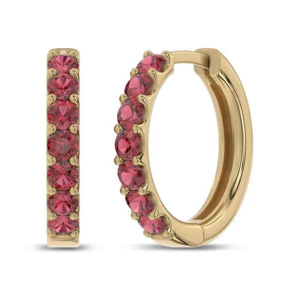 Lab Ruby Huggie Earrings