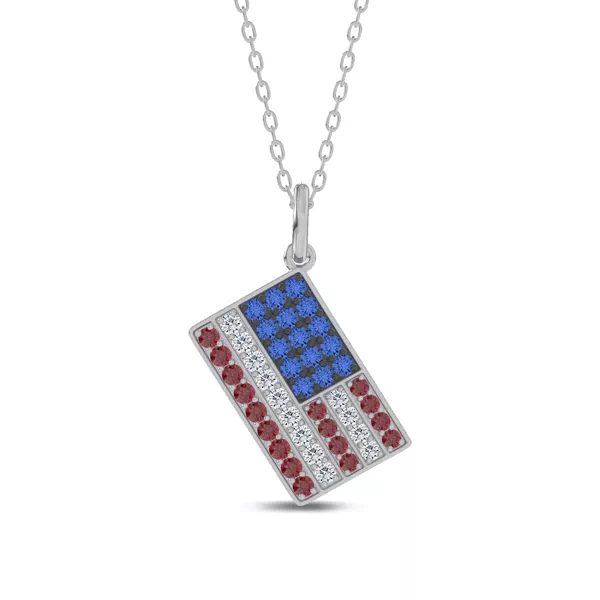 Americana Pavé Lab Diamond Flag Necklace