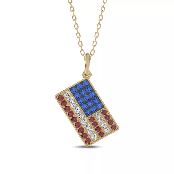 Americana Pavé Lab Diamond Flag Necklace