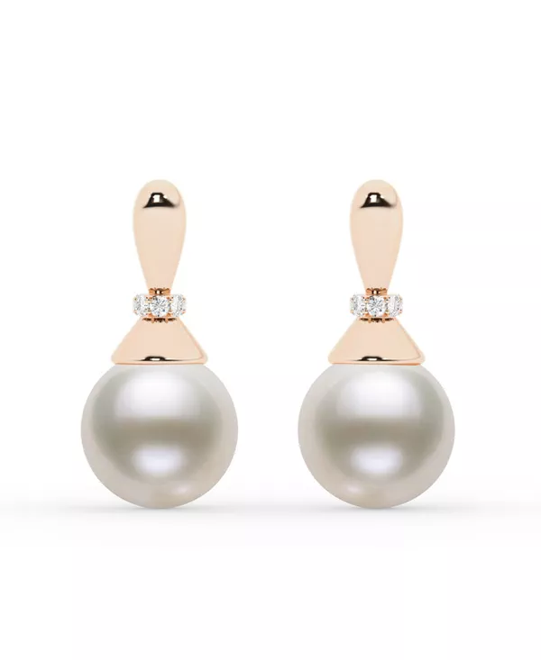 Sculpted Lab Diamond & Freshwater Pearl Earrings