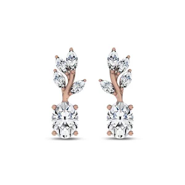 Hayden Curved Vine Oval Lab Diamond Earrings