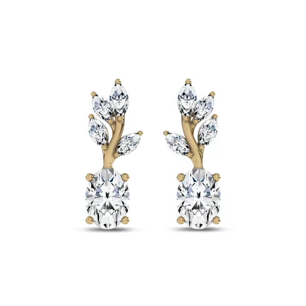 Hayden Curved Vine Oval Lab Diamond Earrings