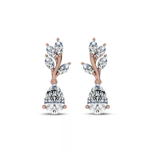 Hayden Curved Vine Pear Lab Diamond Earrings