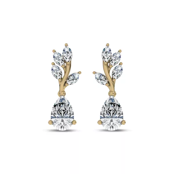 Hayden Curved Vine Pear Lab Diamond Earrings