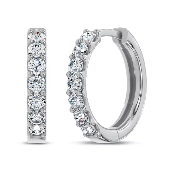 Lab Diamond Huggie Silver Earrings