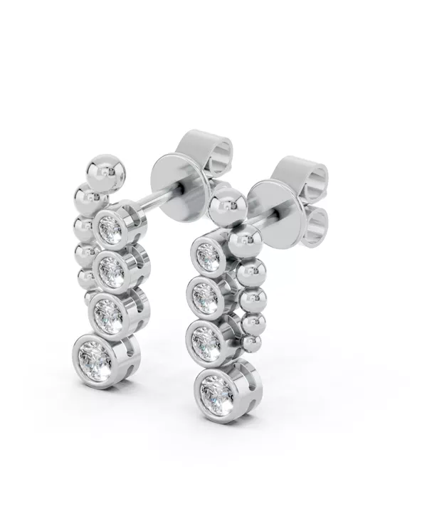 Beaded Bezel Lab Diamond Drop Earrings