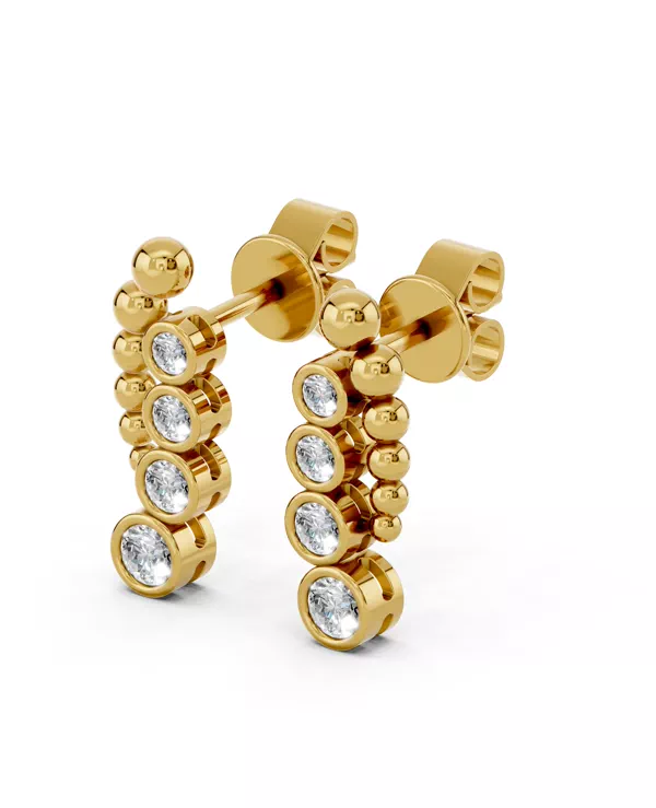 Beaded Bezel Lab Diamond Drop Earrings