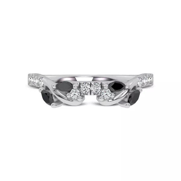 Hayden Curved Vine Black And White Diamond Band