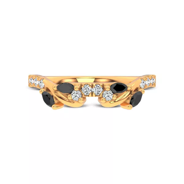 Hayden Curved Vine Black And White Diamond Band