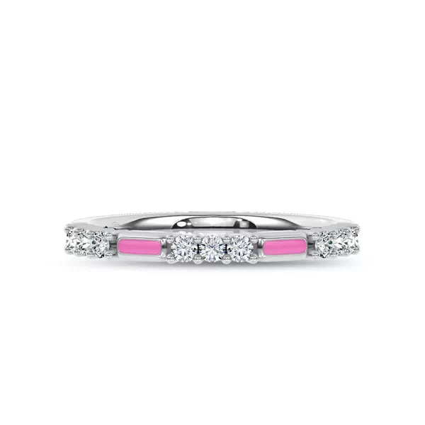 Colvivre Pink Ceramic Lab Diamond Band by Christian Siriano