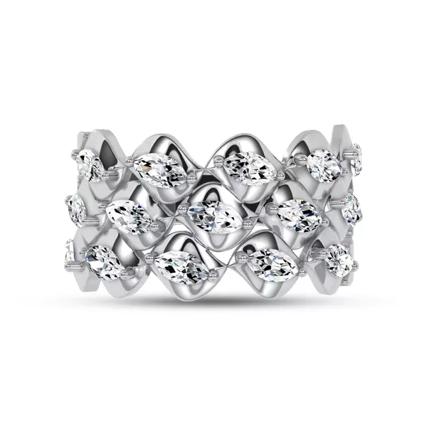 Draped Marquise Lab Diamond Silver Ring by Christian Siriano