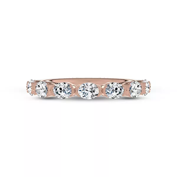 Milgrain Half-Bezel Oval Diamond Band