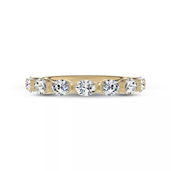 Milgrain Half-Bezel Oval Diamond Band