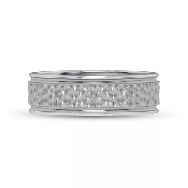 Brushed Hammered Center High-Polish Edge Band (7.1mm)