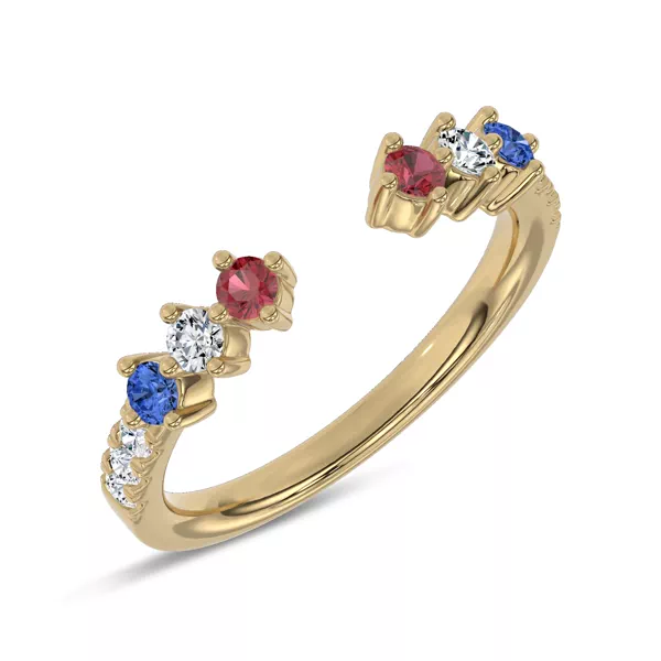 Tricolor Open Lab Diamond Ring