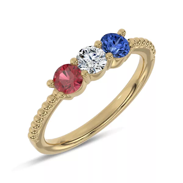 Americana Three-Stone Lab Diamond Vermeil Ring