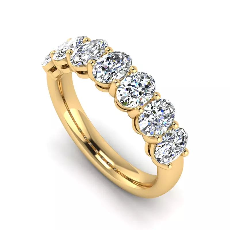 18K Yellow Gold Mavi 7 Stone Diamond Band