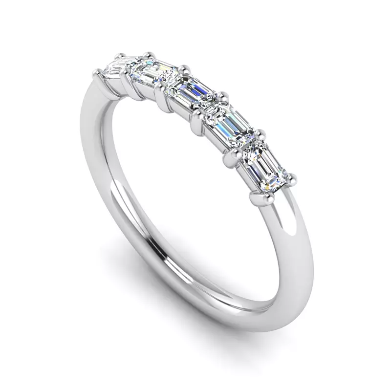 14K White Gold Carolina 5 Stone Anniversary Band
