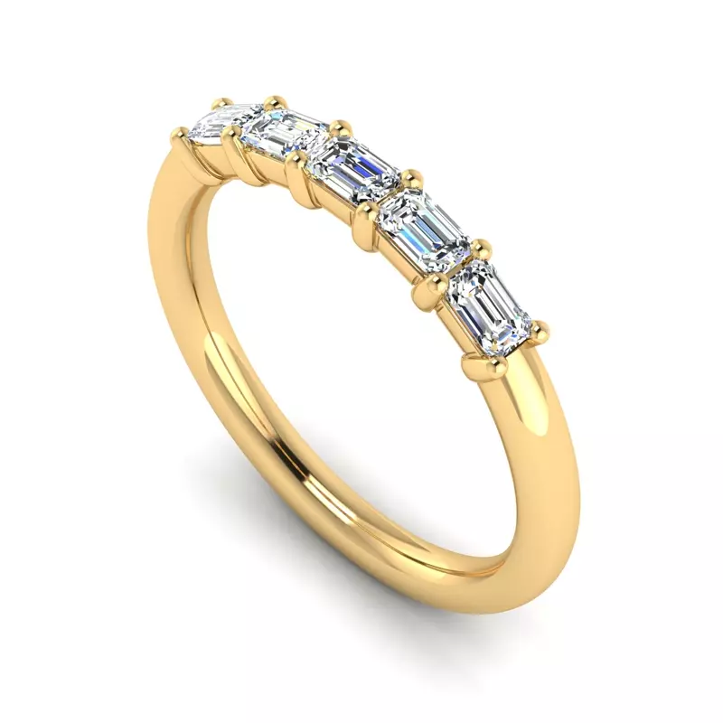14K Yellow Gold Carolina 5 Stone Anniversary Band