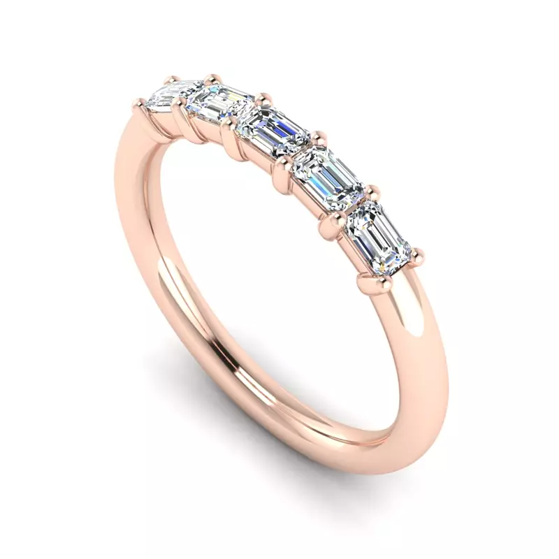 14K Rose Gold Carolina 5 Stone Lab Anniversary Band