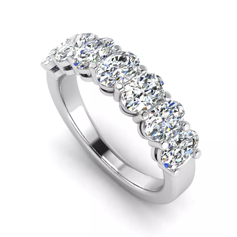18K White Gold Aurelia 7 Stone Shared Prong Lab Anniversary Band