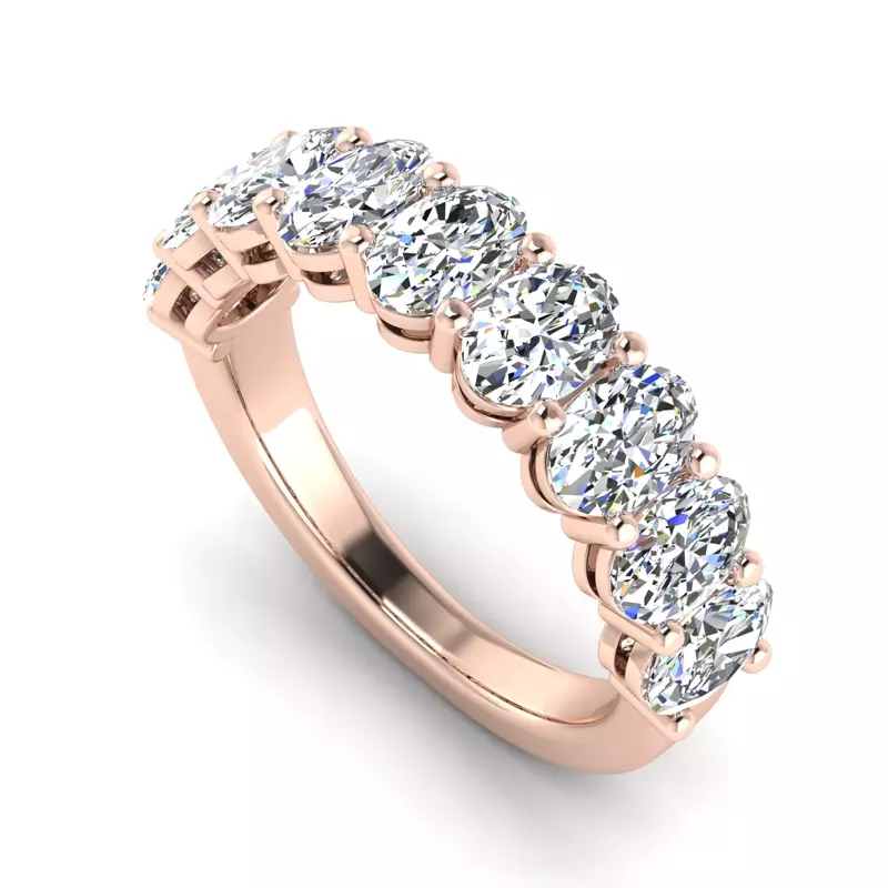 14K Rose Gold Leona 9 Stone Shared Prong Anniversary Band