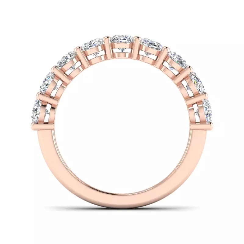 14K Rose Gold Leona 9 Stone Shared Prong Lab Anniversary Band
