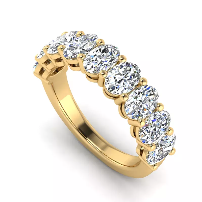 14K Yellow Gold Leona 9 Stone Shared Prong Lab Anniversary Band
