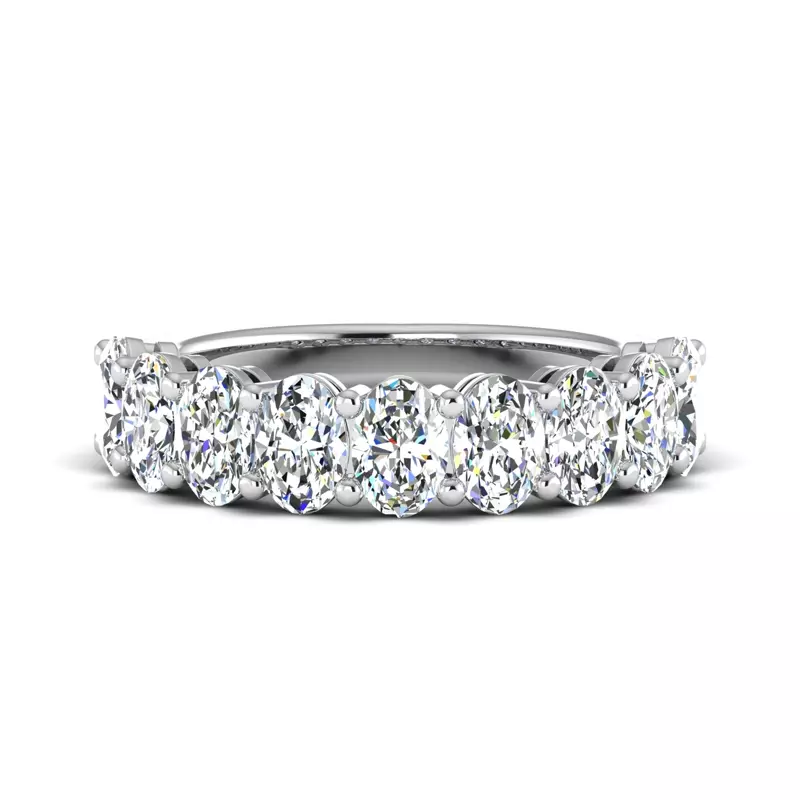 Platinum Leona 9 Stone Shared Prong Lab Anniversary Band