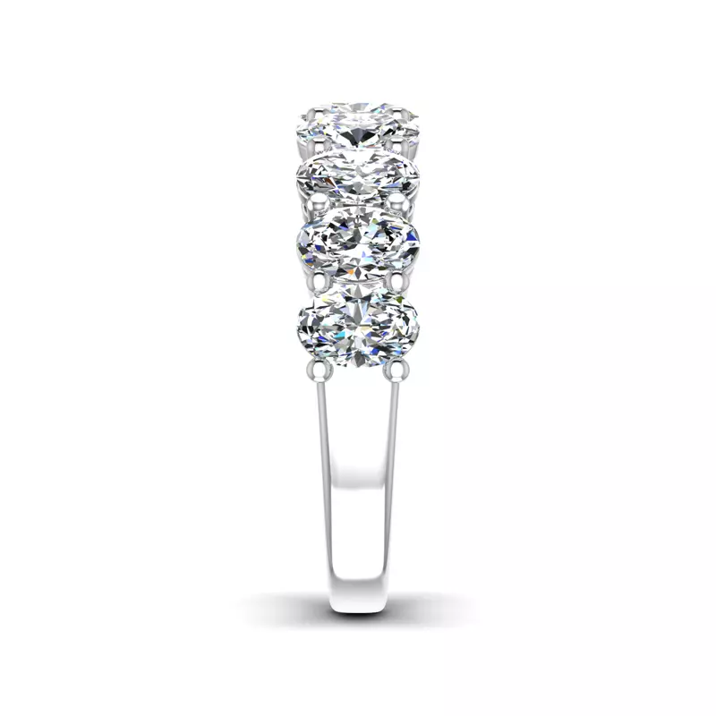 Platinum Leona 9 Stone Shared Prong Lab Anniversary Band