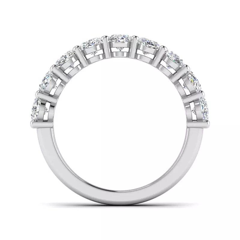 Platinum Leona 9 Stone Shared Prong Lab Anniversary Band