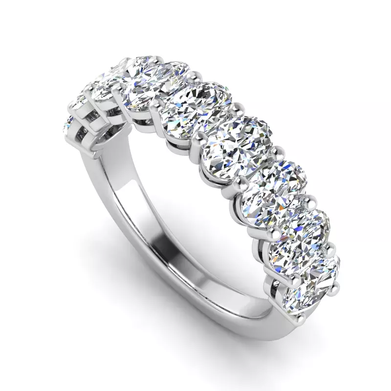 Platinum Leona 9 Stone Shared Prong Lab Anniversary Band