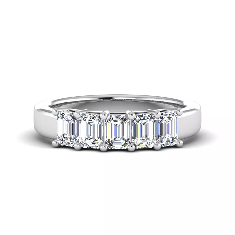 14K White Gold Macie 5 Stone Shared Prong Lab Anniversary Band