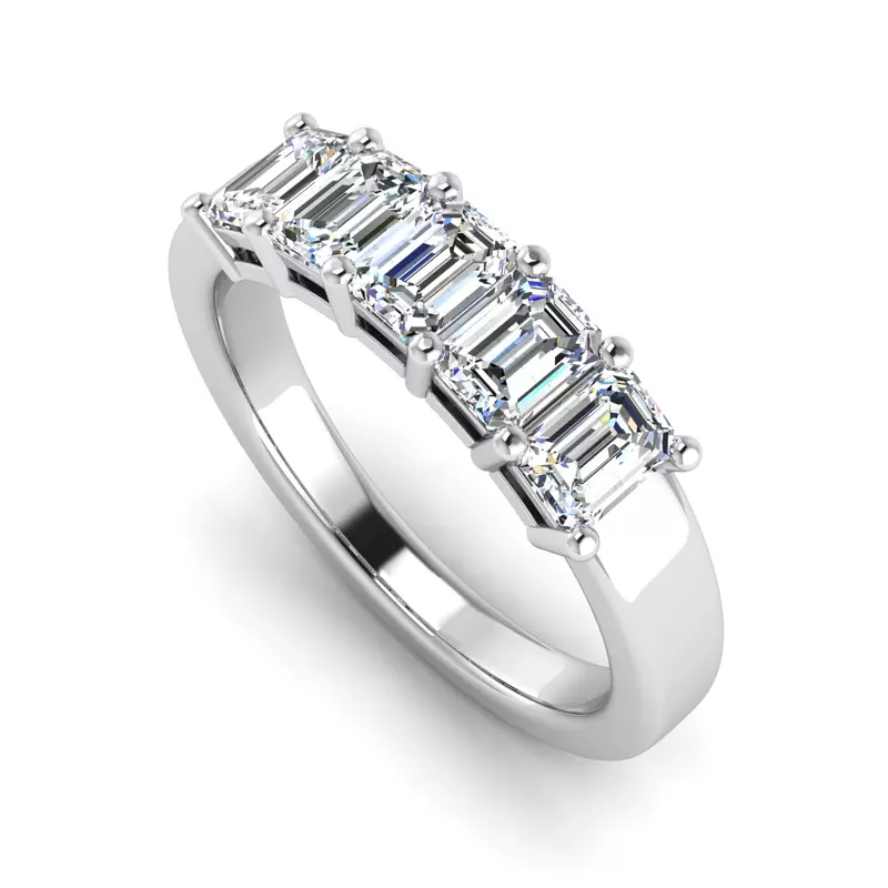 14K White Gold Macie 5 Stone Shared Prong Lab Anniversary Band
