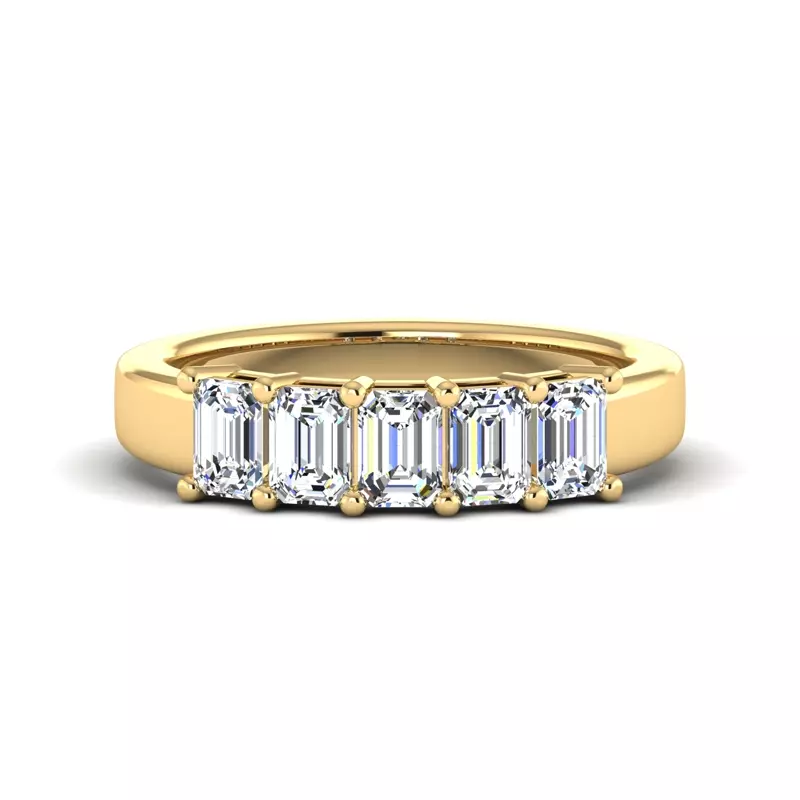 14K Yellow Gold Macie 5 Stone Shared Prong Lab Anniversary Band