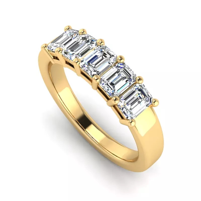14K Yellow Gold Macie 5 Stone Shared Prong Lab Anniversary Band