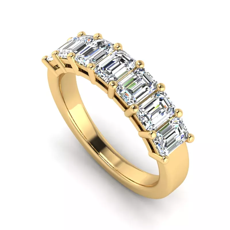 14K Yellow Gold Mallory 7 Stone Shared Prong Lab Anniversary Band