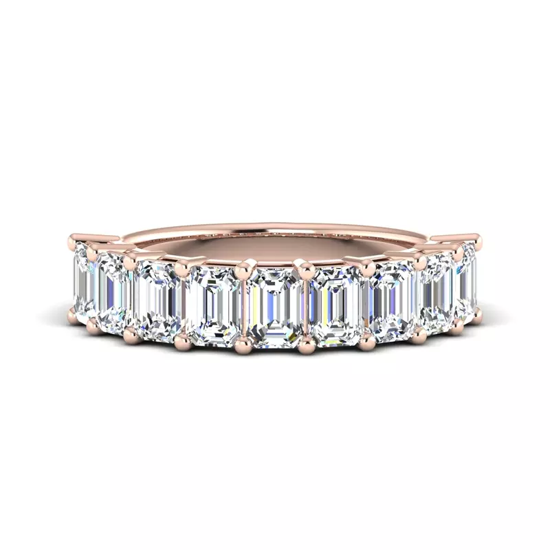 14K Rose Gold April 9 Stone Shared Prong Anniversary Band