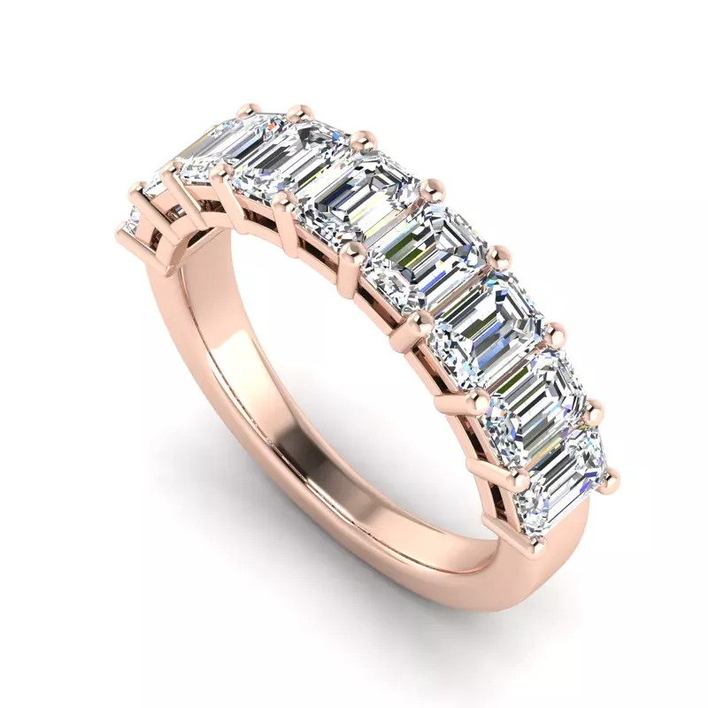14K Rose Gold April 9 Stone Shared Prong Anniversary Band