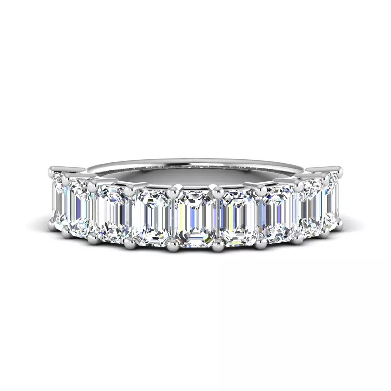 14K White Gold April 9 Stone Shared Prong Lab Anniversary Band