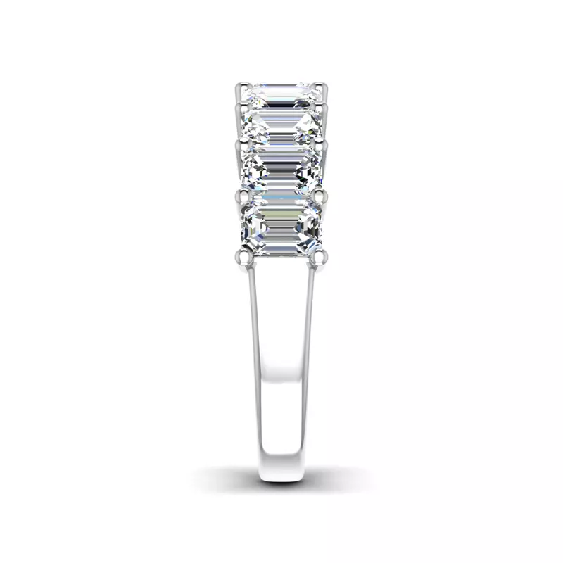 14K White Gold April 9 Stone Shared Prong Lab Anniversary Band