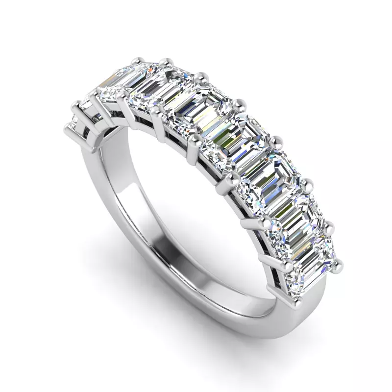 14K White Gold April 9 Stone Shared Prong Lab Anniversary Band