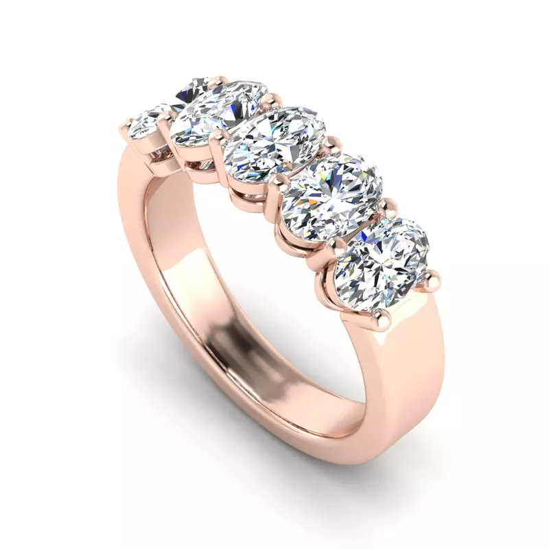 14K Rose Gold Aviana 5 Stone Shared Prong Lab Anniversary Band